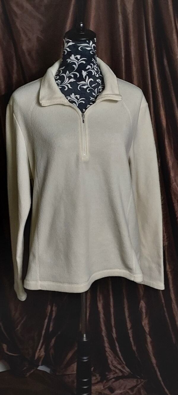 Danskin Now White Mock Neck Pullover Quarter Zip Fleece XL